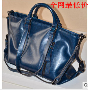 2018 new women's bag oil wax leather simple ladies commuter shoulder shoulder diagonal bag a generation - Image 2