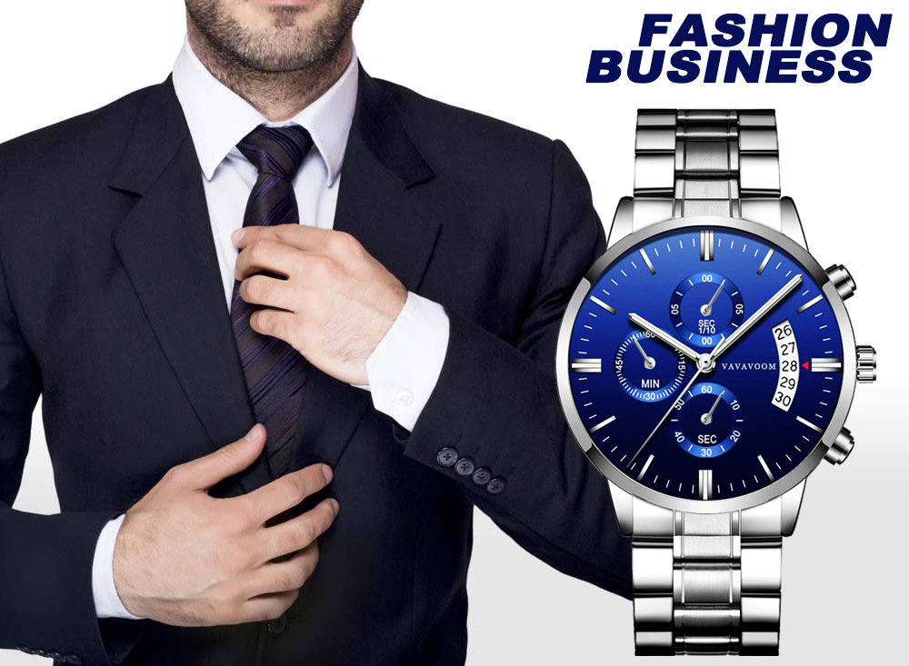 Stainless Steel Band Business Casual Calendar Quartz Watch Men's Waterproof Black Stainless Steel Wholesale Watch One Piece Dropshipping - Image 12