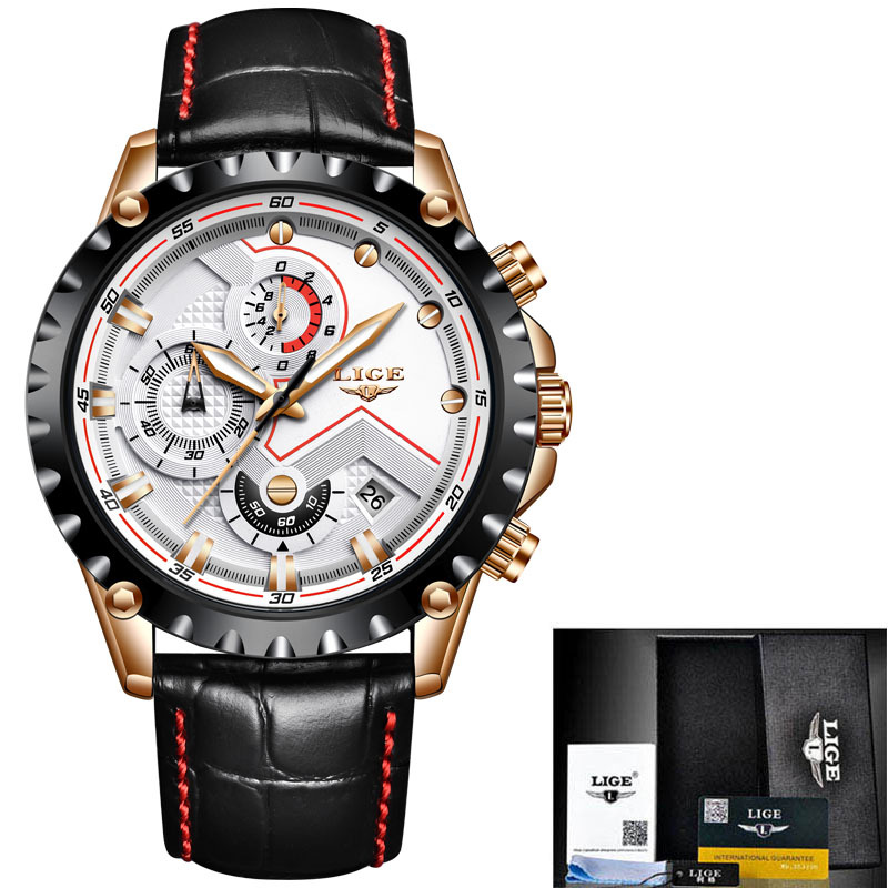 LIGE Milan mesh fashion quartz watch multi-functional six-pin chronograph calendar watch business watch 9821 - Image 12