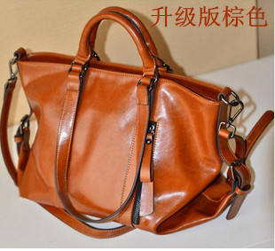 2018 new women's bag oil wax leather simple ladies commuter shoulder shoulder diagonal bag a generation - Image 6