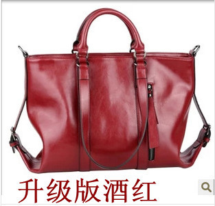 2018 new women's bag oil wax leather simple ladies commuter shoulder shoulder diagonal bag a generation - Image 5