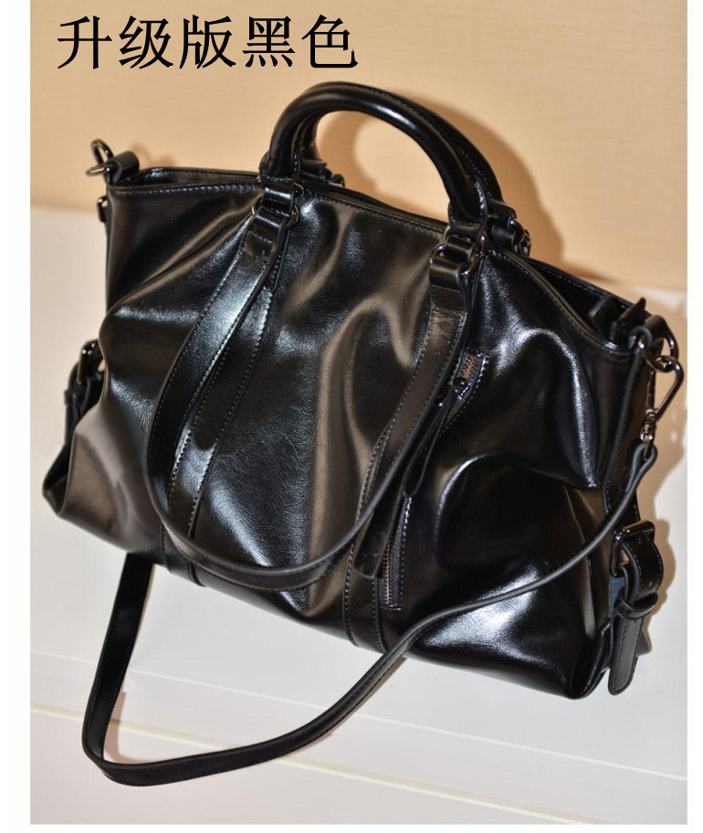 2018 new women's bag oil wax leather simple ladies commuter shoulder shoulder diagonal bag a generation - Image 7