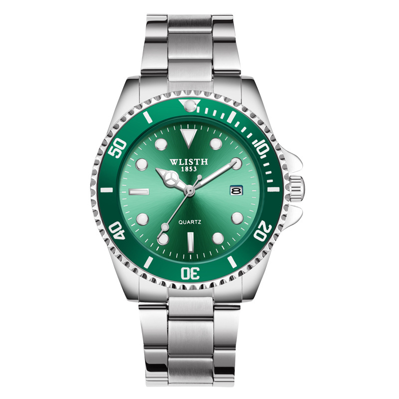 Watch men's calendar green black water ghost waterproof men's watch steel belt quartz watch foreign trade watch wholesale gift watch - Image 2