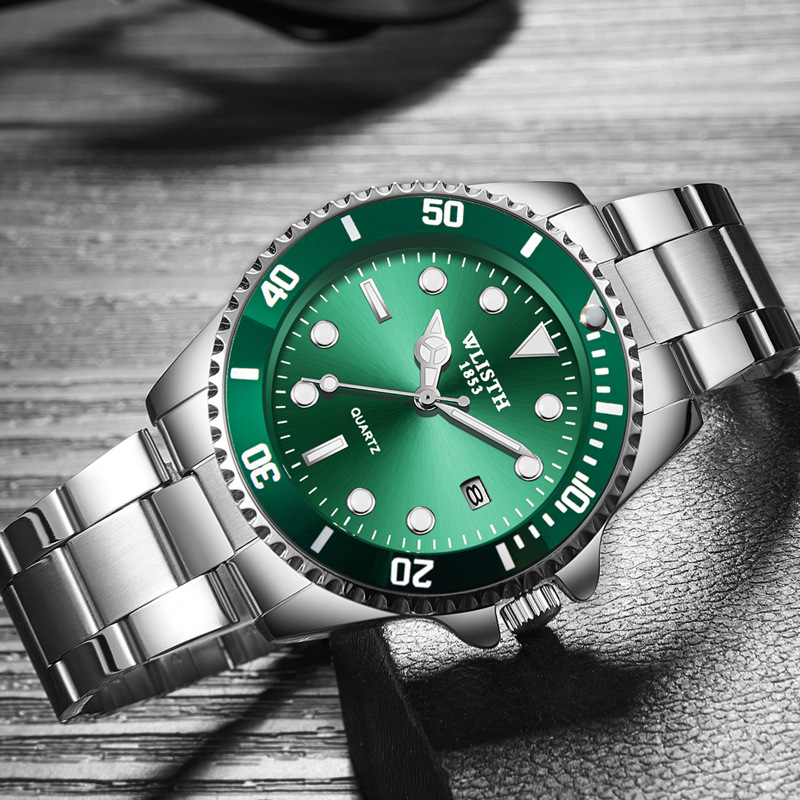 Watch men's calendar green black water ghost waterproof men's watch steel belt quartz watch foreign trade watch wholesale gift watch - Image 4