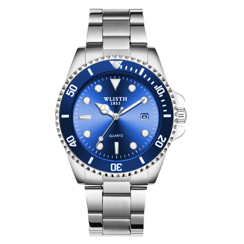 Watch men's calendar green black water ghost waterproof men's watch steel belt quartz watch foreign trade watch wholesale gift watch - Image 3