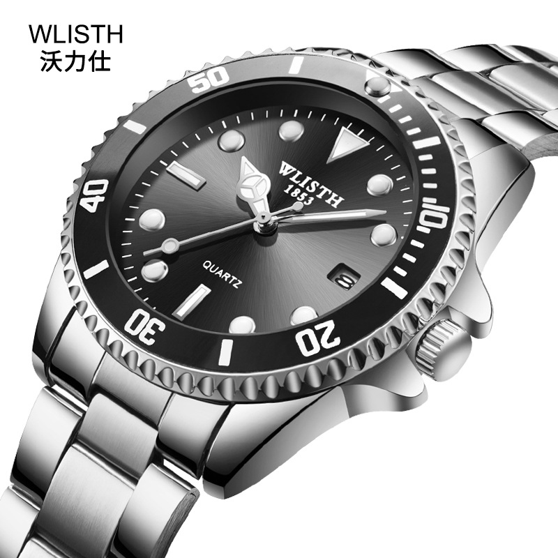 Watch men's calendar green black water ghost waterproof men's watch steel belt quartz watch foreign trade watch wholesale gift watch - Image 6
