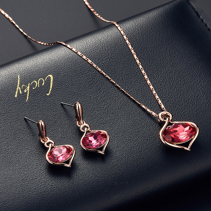 Cross-border Explosive Jewelry Set Bridal Jewelry Peacock Gemstone Necklace Earrings Bridal Jewelry Set - Image 8