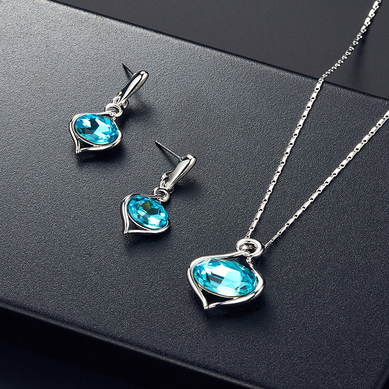 Cross-border Explosive Jewelry Set Bridal Jewelry Peacock Gemstone Necklace Earrings Bridal Jewelry Set - Image 32