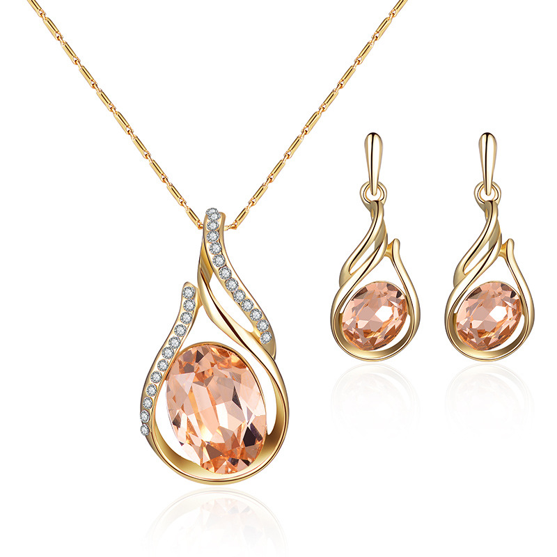 Cross-border Explosive Jewelry Set Bridal Jewelry Peacock Gemstone Necklace Earrings Bridal Jewelry Set - Image 21