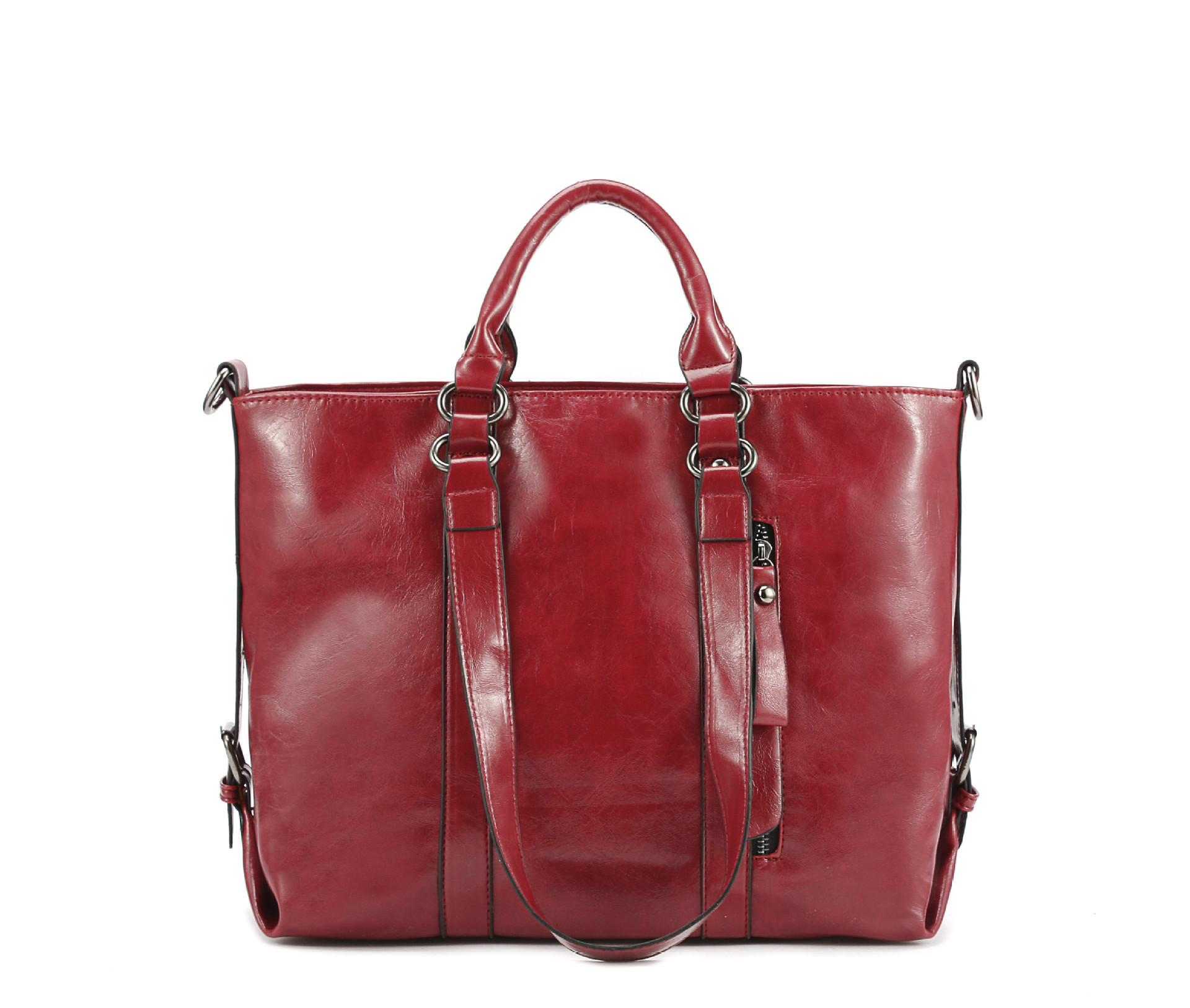2018 new women's bag oil wax leather simple ladies commuter shoulder shoulder diagonal bag a generation - Image 3