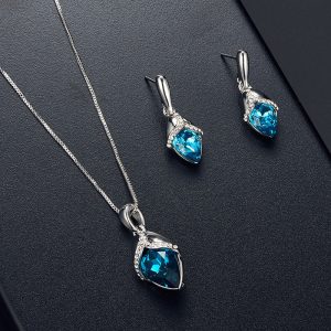 Cross-border Explosive Jewelry Set Bridal Jewelry Peacock Gemstone Necklace Earrings Bridal Jewelry Set