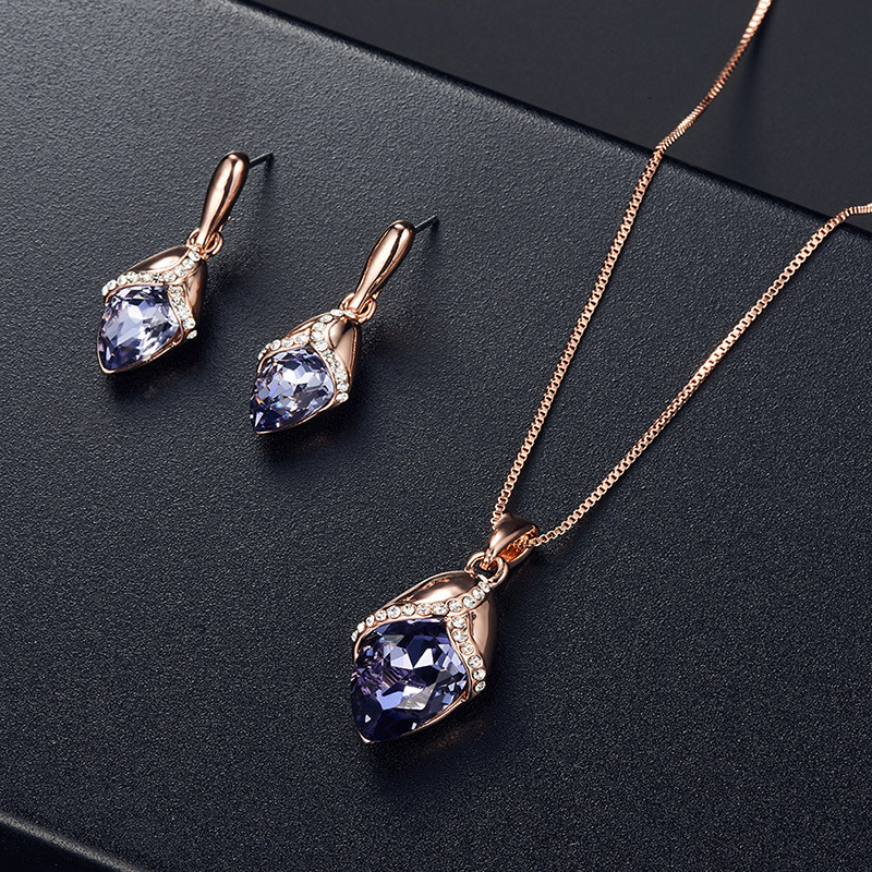 Cross-border Explosive Jewelry Set Bridal Jewelry Peacock Gemstone Necklace Earrings Bridal Jewelry Set - Image 16