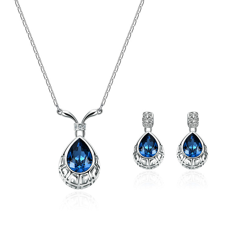 Cross-border Explosive Jewelry Set Bridal Jewelry Peacock Gemstone Necklace Earrings Bridal Jewelry Set - Image 29