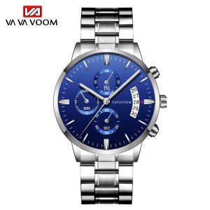Stainless Steel Band Business Casual Calendar Quartz Watch Men's Waterproof Black Stainless Steel Wholesale Watch One Piece Dropshipping