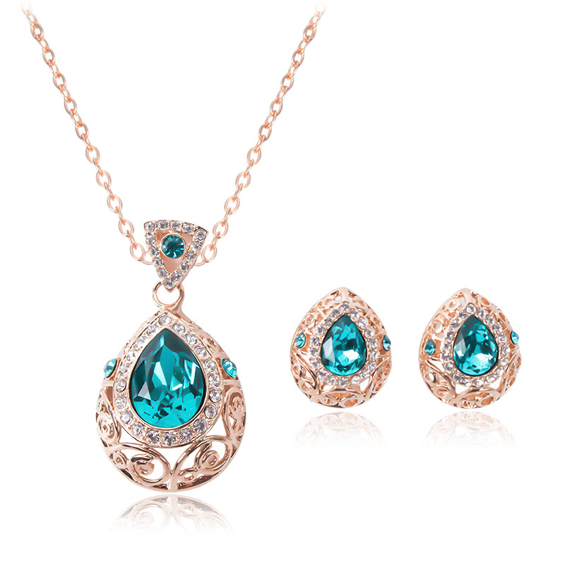 Cross-border Explosive Jewelry Set Bridal Jewelry Peacock Gemstone Necklace Earrings Bridal Jewelry Set - Image 13