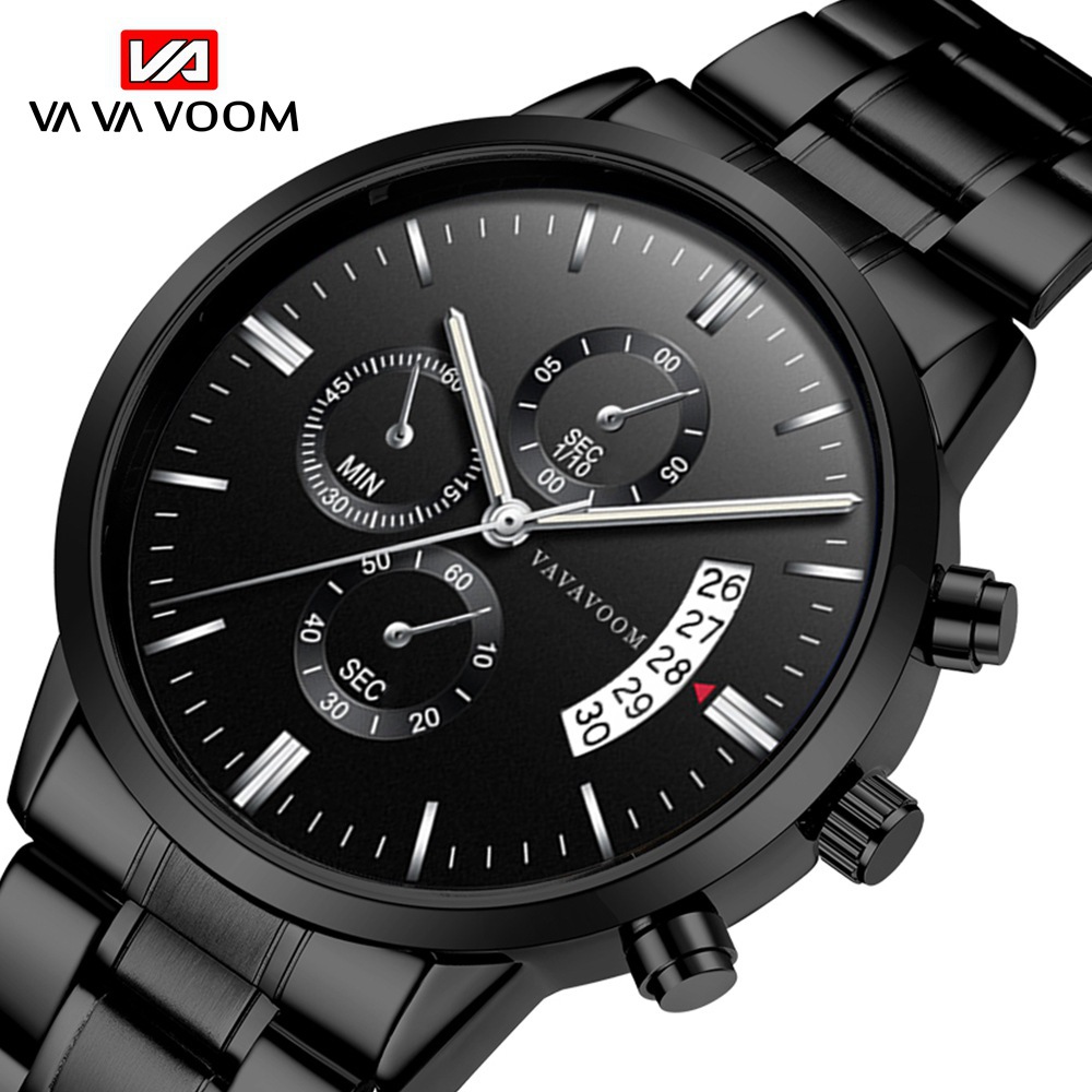 Stainless Steel Band Business Casual Calendar Quartz Watch Men's Waterproof Black Stainless Steel Wholesale Watch One Piece Dropshipping - Image 7