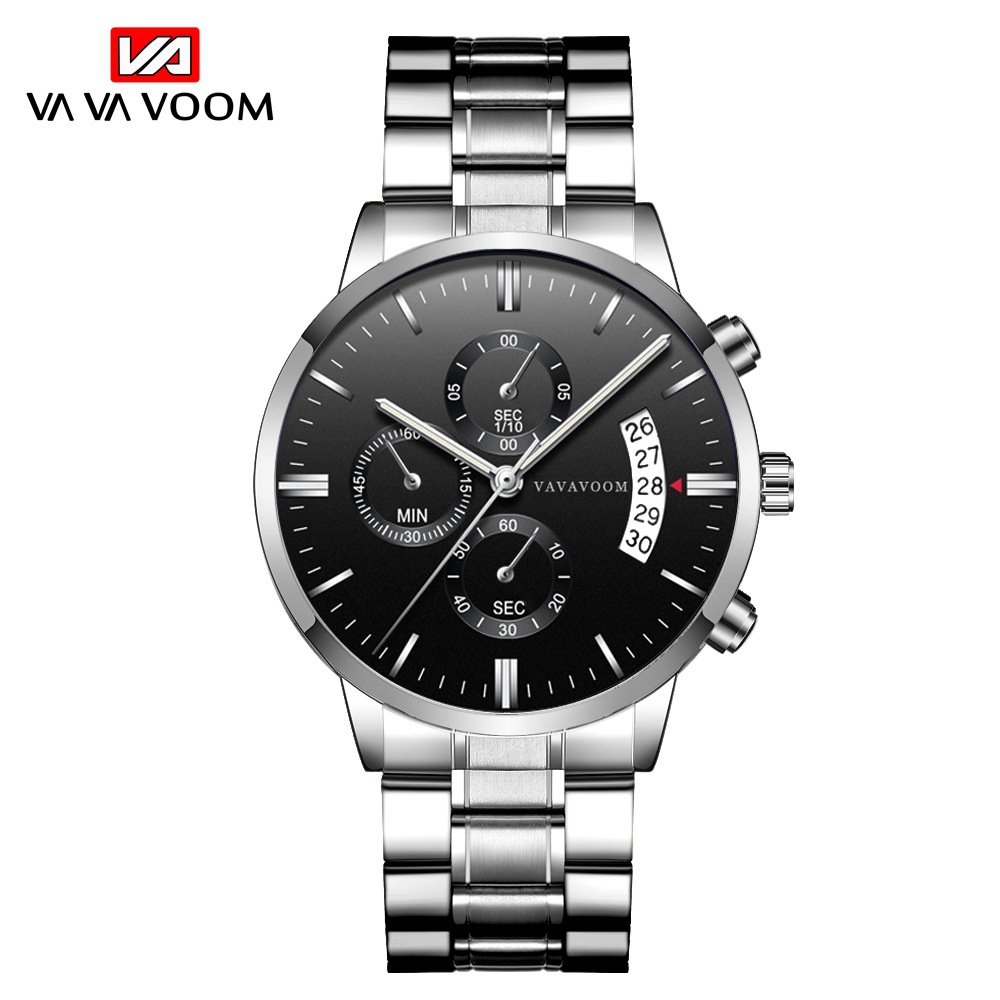 Stainless Steel Band Business Casual Calendar Quartz Watch Men's Waterproof Black Stainless Steel Wholesale Watch One Piece Dropshipping - Image 4