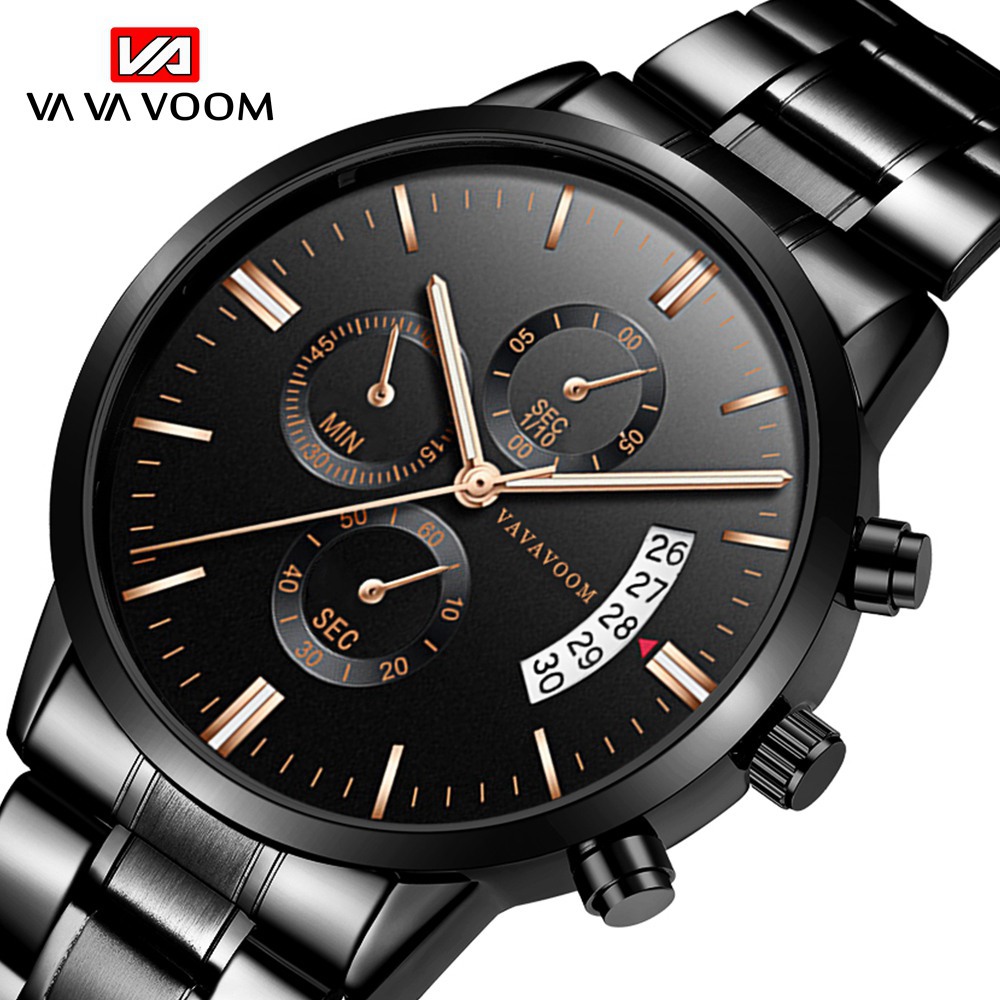 Stainless Steel Band Business Casual Calendar Quartz Watch Men's Waterproof Black Stainless Steel Wholesale Watch One Piece Dropshipping - Image 9