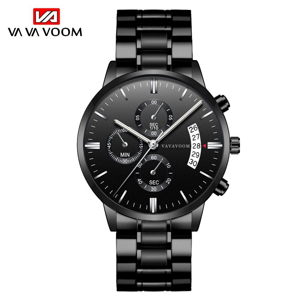 Stainless Steel Band Business Casual Calendar Quartz Watch Men's Waterproof Black Stainless Steel Wholesale Watch One Piece Dropshipping - Image 2