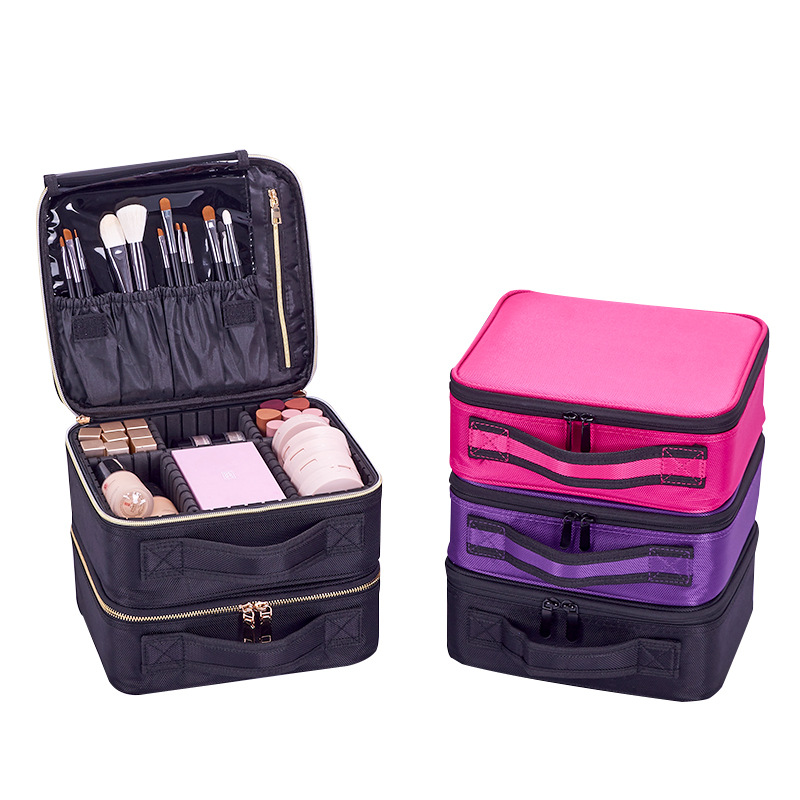Mini travel storage partition cosmetic bag multi-function portable portable cosmetic box custom-made small double-layer toiletry bag - Image 5