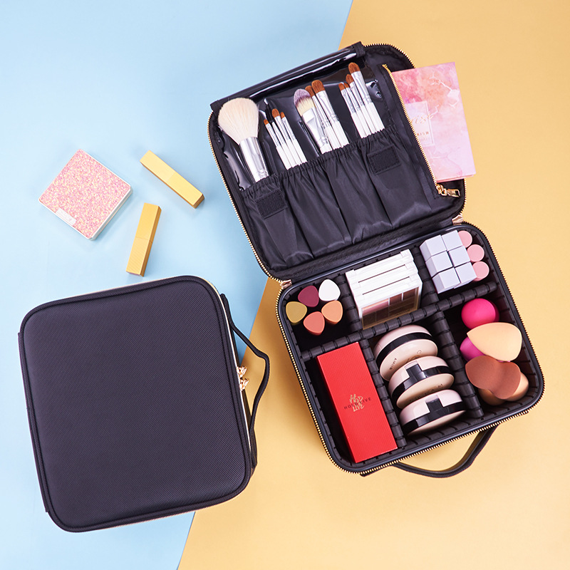 Mini travel storage partition cosmetic bag multi-function portable portable cosmetic box custom-made small double-layer toiletry bag - Image 4