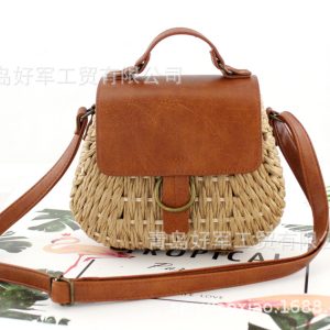 One piece on behalf of the new retro straw bag Yuandou messenger beach bag casual woven women's bag rattan bag