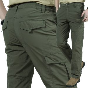 Summer outdoor thin waterproof quick-drying pants men's casual trousers men's loose large size multi-pocket overalls assault pants