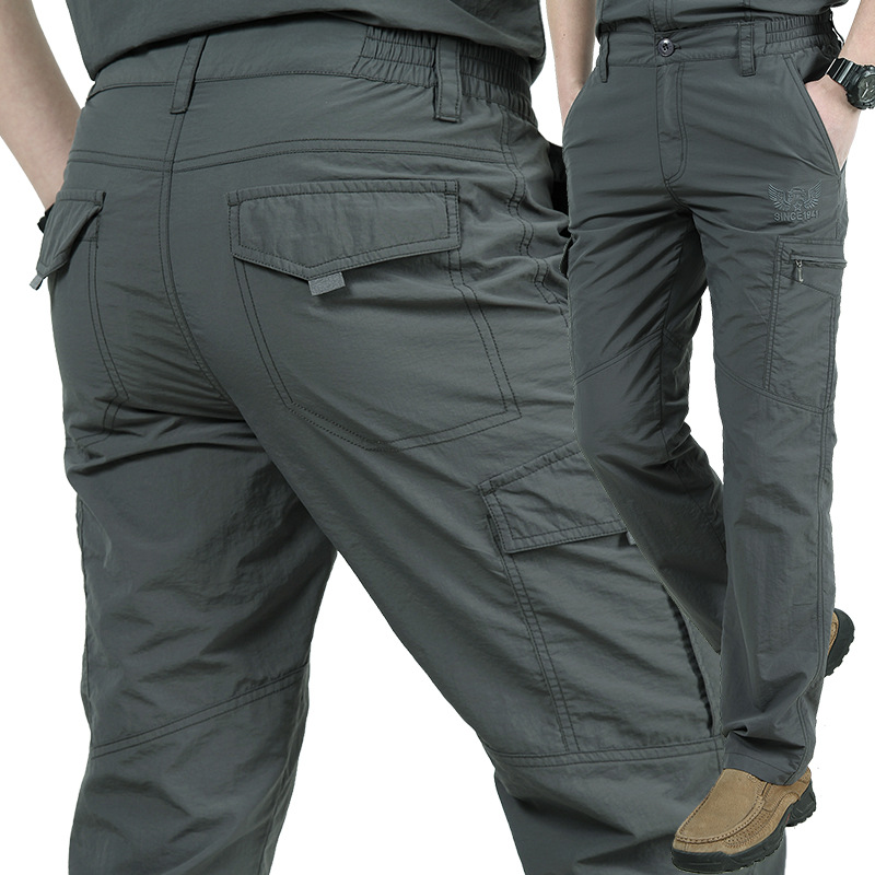 Summer outdoor thin waterproof quick-drying pants men's casual trousers men's loose large size multi-pocket overalls assault pants - Image 2