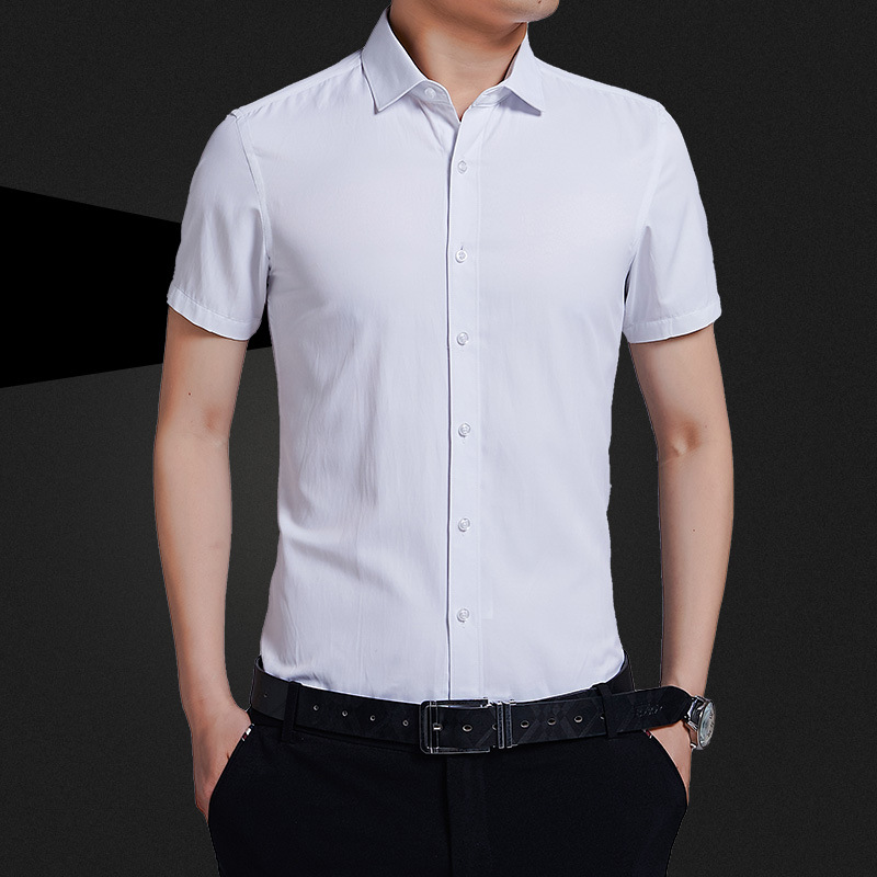 Short-sleeved shirt men's Korean version waterproof anti-fouling non-ironing slim shirt summer business casual work white shirt - Image 2