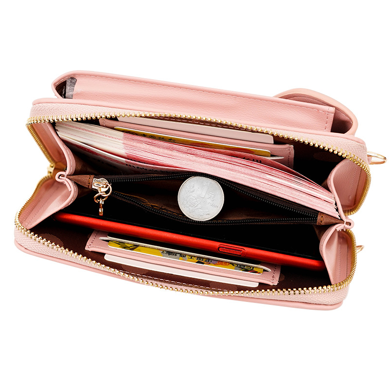 New large-capacity mobile phone bag small single shoulder messenger zipper bag multifunctional long clutch bag ladies wallet wholesale - Image 12