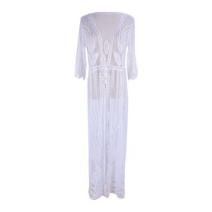 Cross-border AliExpress Hot Sale New Lace Hollow Embroidered Sunscreen Women's Swimsuit with Sweatshirt and Beach Jacket Cardigan