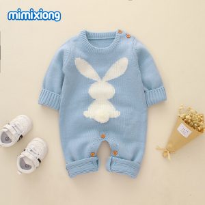 Knitted Rabbit-Themed Jumpsuit