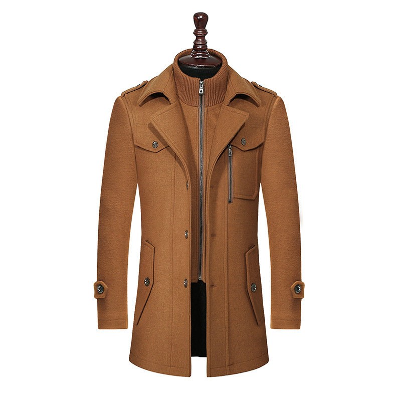 Autumn and winter men's business woolen coat fashion double collar standard cross-border woolen coat men's jacket vertical zipper 01 - Image 7