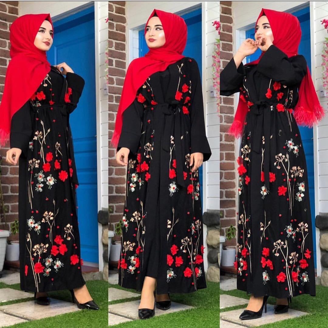 AliExpress Amazon Ebay Middle East Turkey Embroidery Three-dimensional Flower Robe Dress LR274 - Image 7