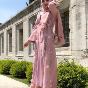 AliExpress Amazon Ebay Middle East Turkey Embroidery Three-dimensional Flower Robe Dress LR274