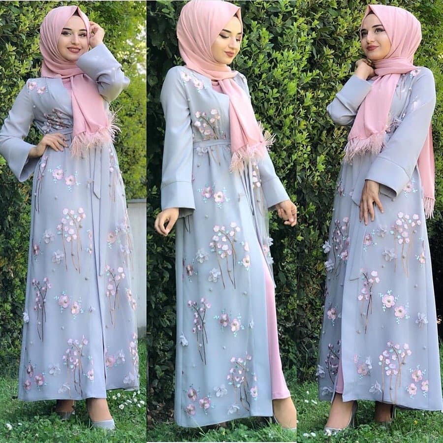 AliExpress Amazon Ebay Middle East Turkey Embroidery Three-dimensional Flower Robe Dress LR274 - Image 5