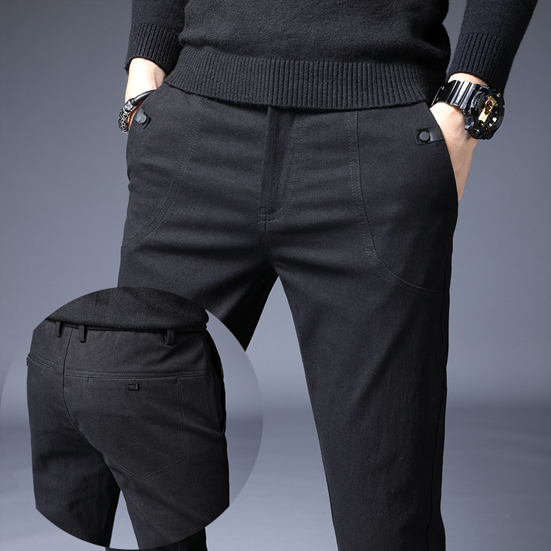 Summer men's pants new casual pants men autumn slim feet versatile autumn pants cotton and linen men's pants elastic waist - Image 3