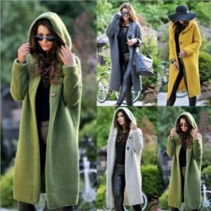 2025 Spring New Women's Clothing Cross-border eBay Amazon Wish Mid-length Sweater Hooded Cardigan Women's Knitwear