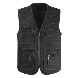 Photography vest outdoor leisure middle-aged and elderly reporters vest fishing multi-pocket cotton canvas plus size loose vest