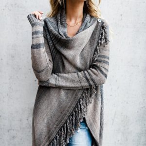 Women's autumn and winter cross-border clothing, 2025 foreign trade, AliExpress, Amazon, tassel knit cardigan coat, best-selling sweater