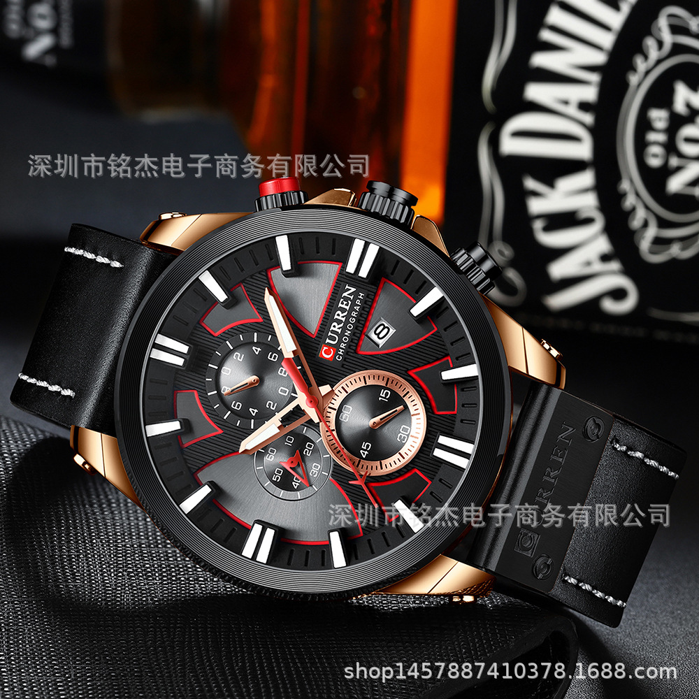 CURREN 8346 men's business belt watch waterproof calendar casual multi-function quartz watch men's watch - Image 10