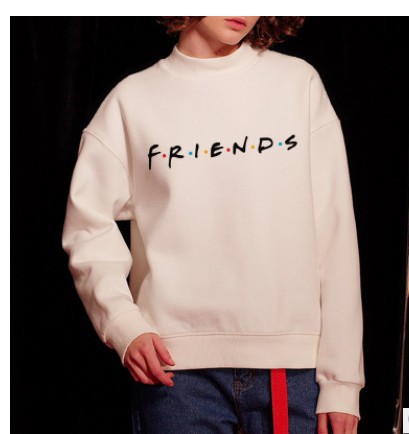 2018 AliExpress Amazon foreign trade new Friends European and American alphabet pattern round neck long-sleeved plus velvet sweater - Image 3