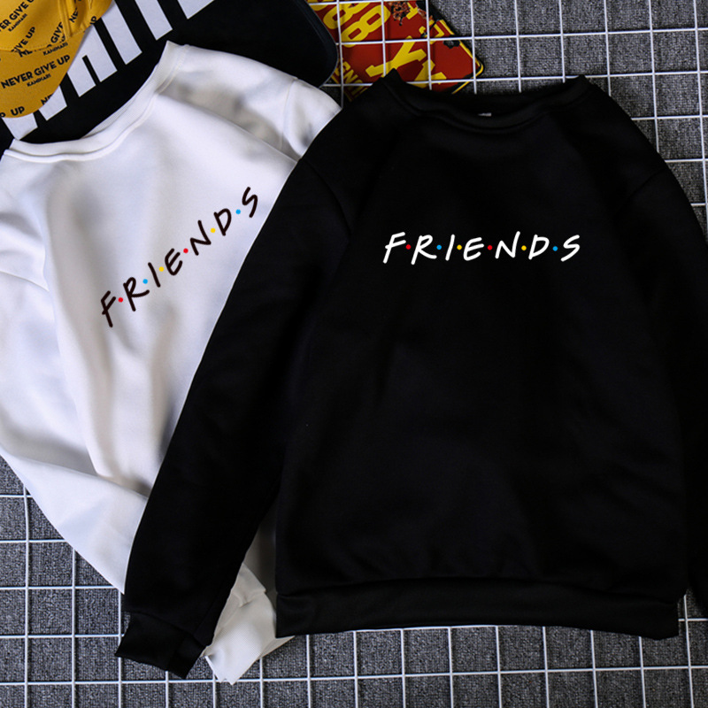 2018 AliExpress Amazon foreign trade new Friends European and American alphabet pattern round neck long-sleeved plus velvet sweater - Image 9