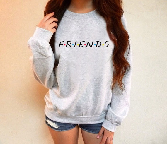 2018 AliExpress Amazon foreign trade new Friends European and American alphabet pattern round neck long-sleeved plus velvet sweater