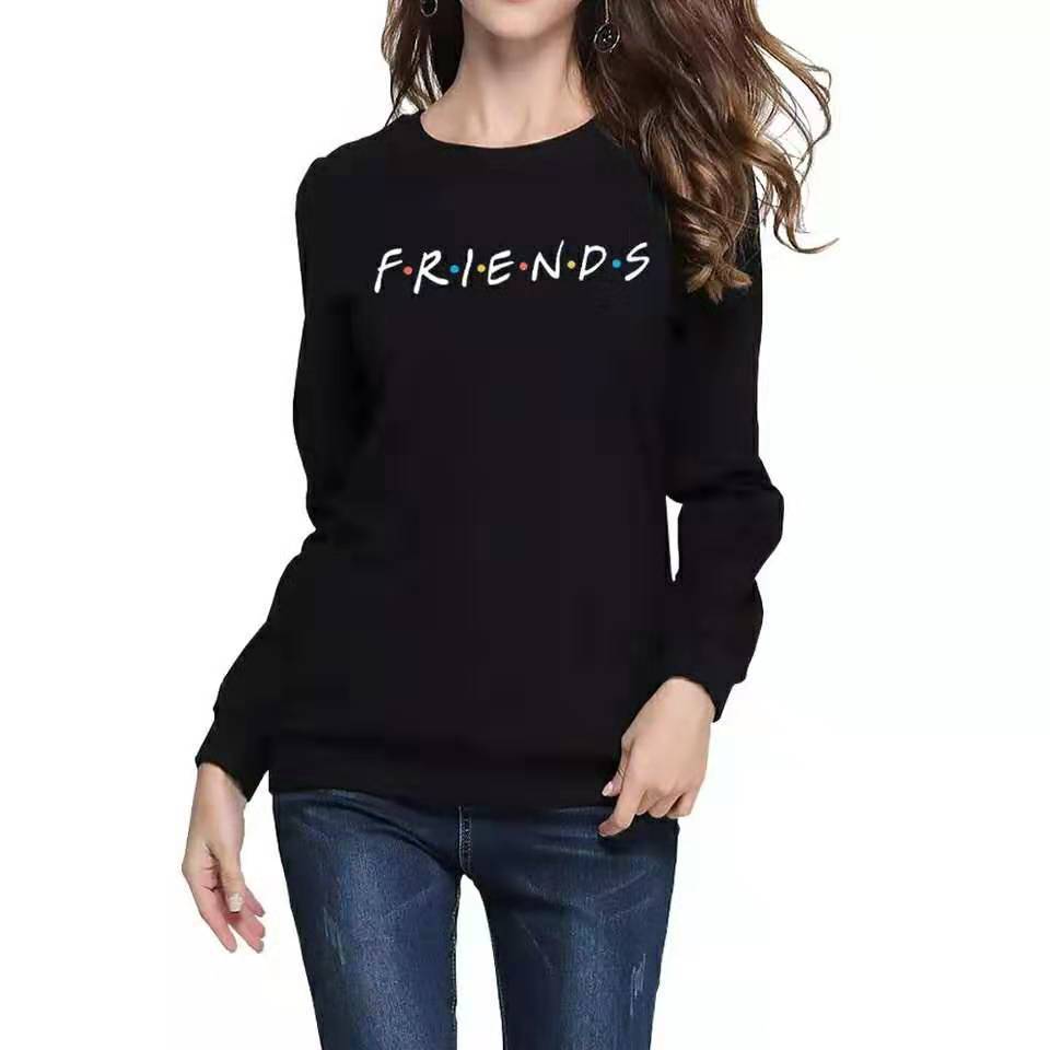 2018 AliExpress Amazon foreign trade new Friends European and American alphabet pattern round neck long-sleeved plus velvet sweater - Image 6