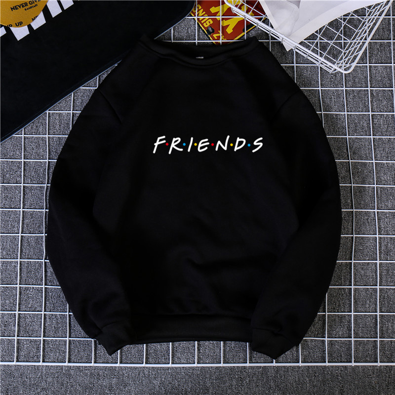 2018 AliExpress Amazon foreign trade new Friends European and American alphabet pattern round neck long-sleeved plus velvet sweater - Image 5