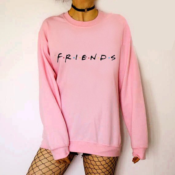 2018 AliExpress Amazon foreign trade new Friends European and American alphabet pattern round neck long-sleeved plus velvet sweater - Image 2