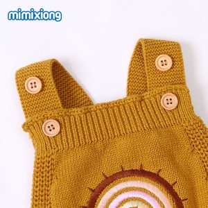 Knitted Baby Romper with Rainbow Detail