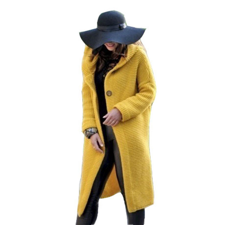 2025 Spring New Women's Clothing Cross-border eBay Amazon Wish Mid-length Sweater Hooded Cardigan Women's Knitwear - Image 7