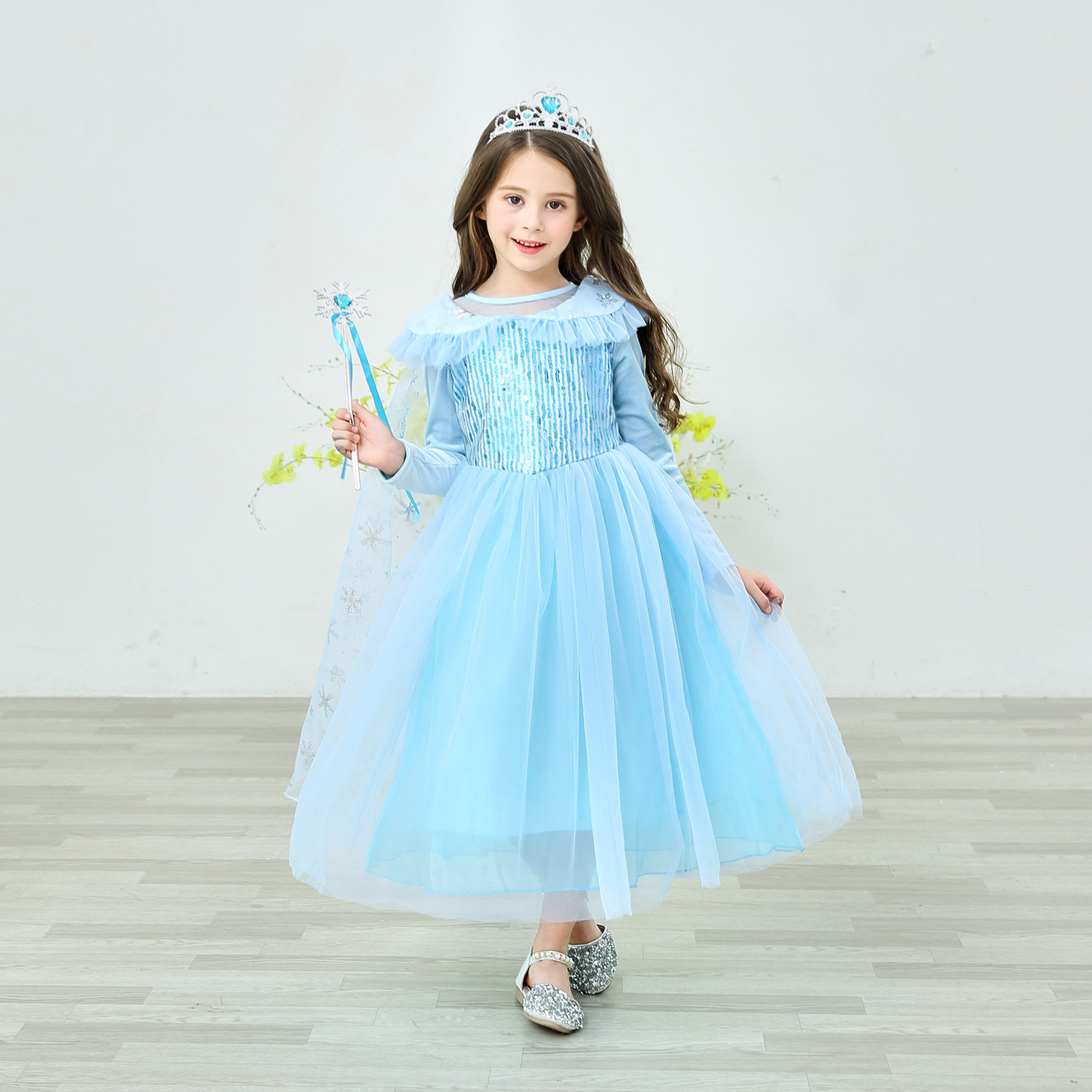 Frozen princess dress Aisha girls dress Aisha elsa children's Christmas costume long-sleeved - Image 5